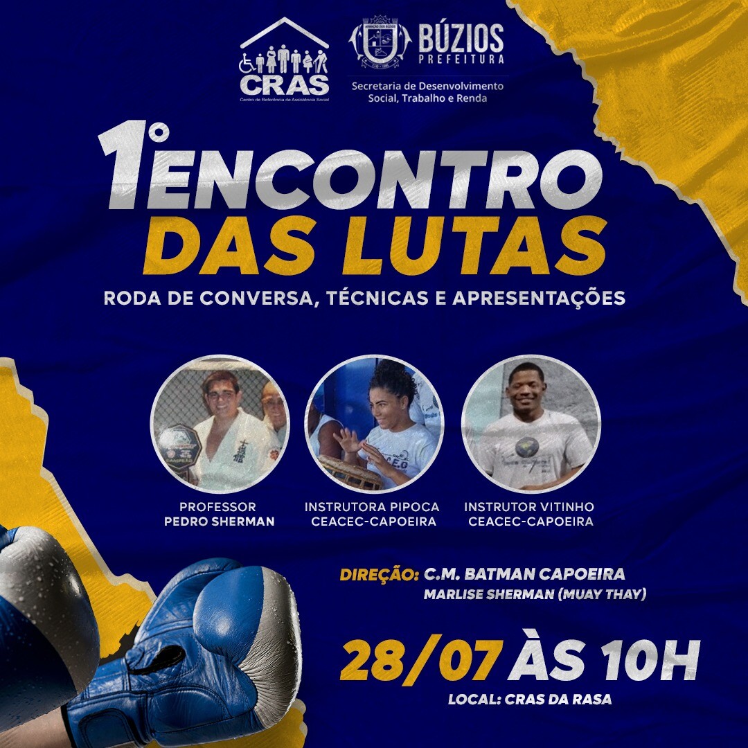 CRAS da Rasa terá 1º Encontro das Lutas nesta sexta-feira (28)
