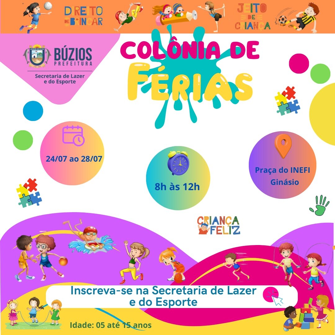 Secretaria de Lazer e do Esporte de Búzios promove Colônia de Férias Criança Feliz
