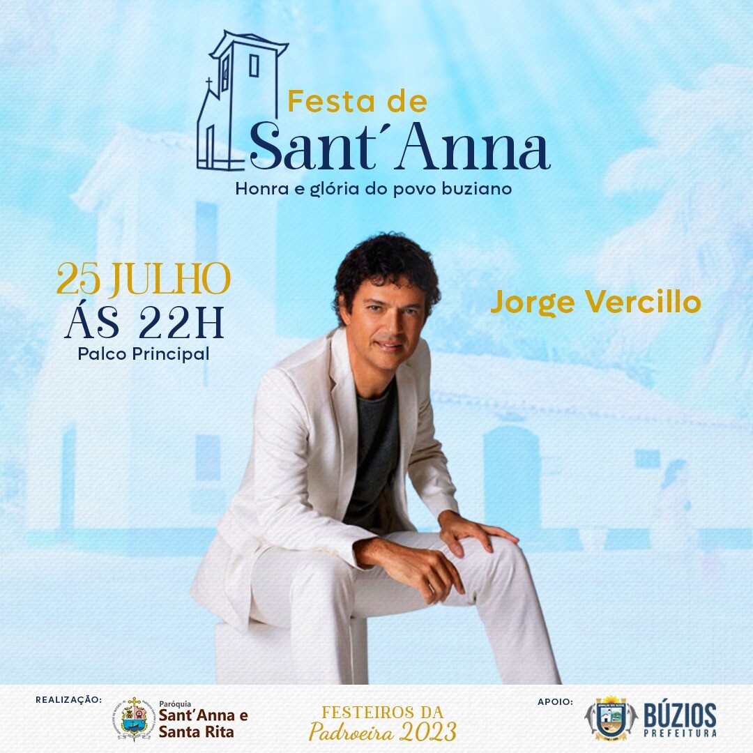 Show de Jorge Vercillo embala os Festejos da Padroeira de Búzios nesta terça-feira