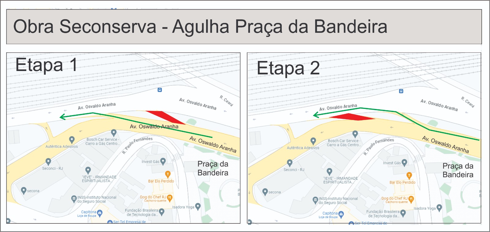 Obra de ajuste da agulha na Praça da Bandeira terá esquema de trânsito - Prefeitura da Cidade do Rio de Janeiro