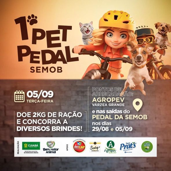 Prefeitura de Cuiab | Pet Pedal da Semob e Bem-Estar Animal arrecadam raes nesta tera na Orla do Porto II