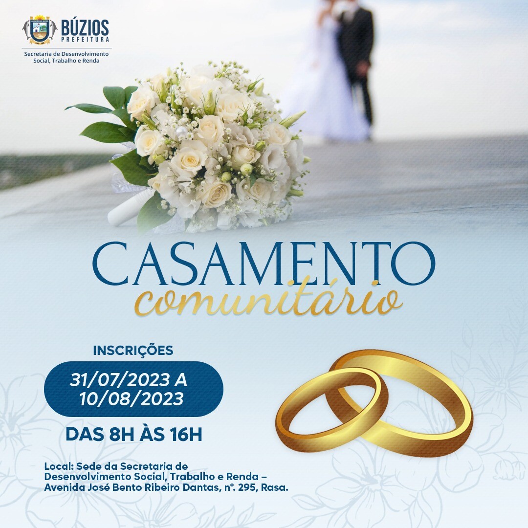Prefeitura divulga lista de casais selecionados para o Casamento Comunitário