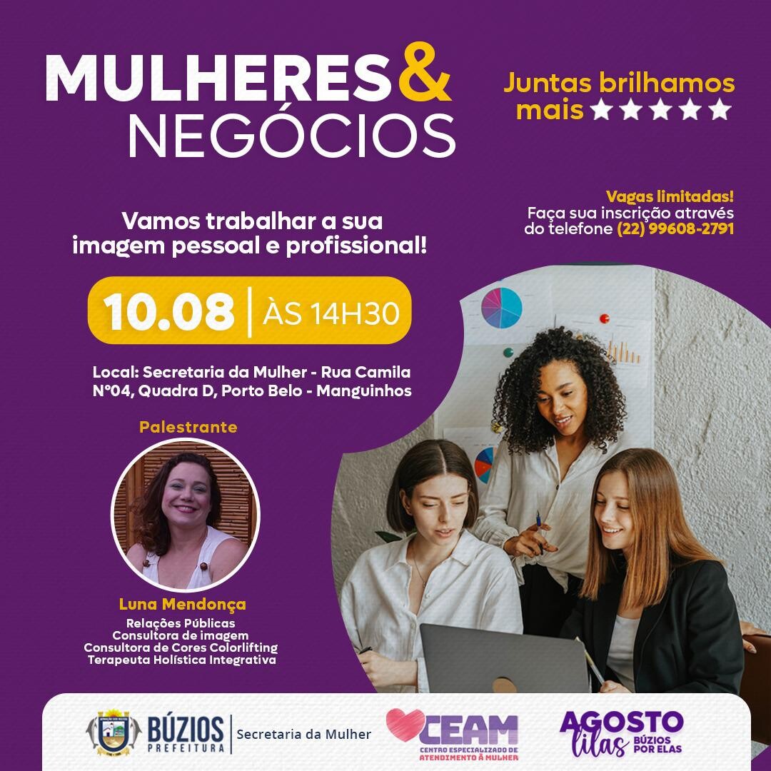 Secretaria da Mulher de Búzios realizará palestra para empreendedoras