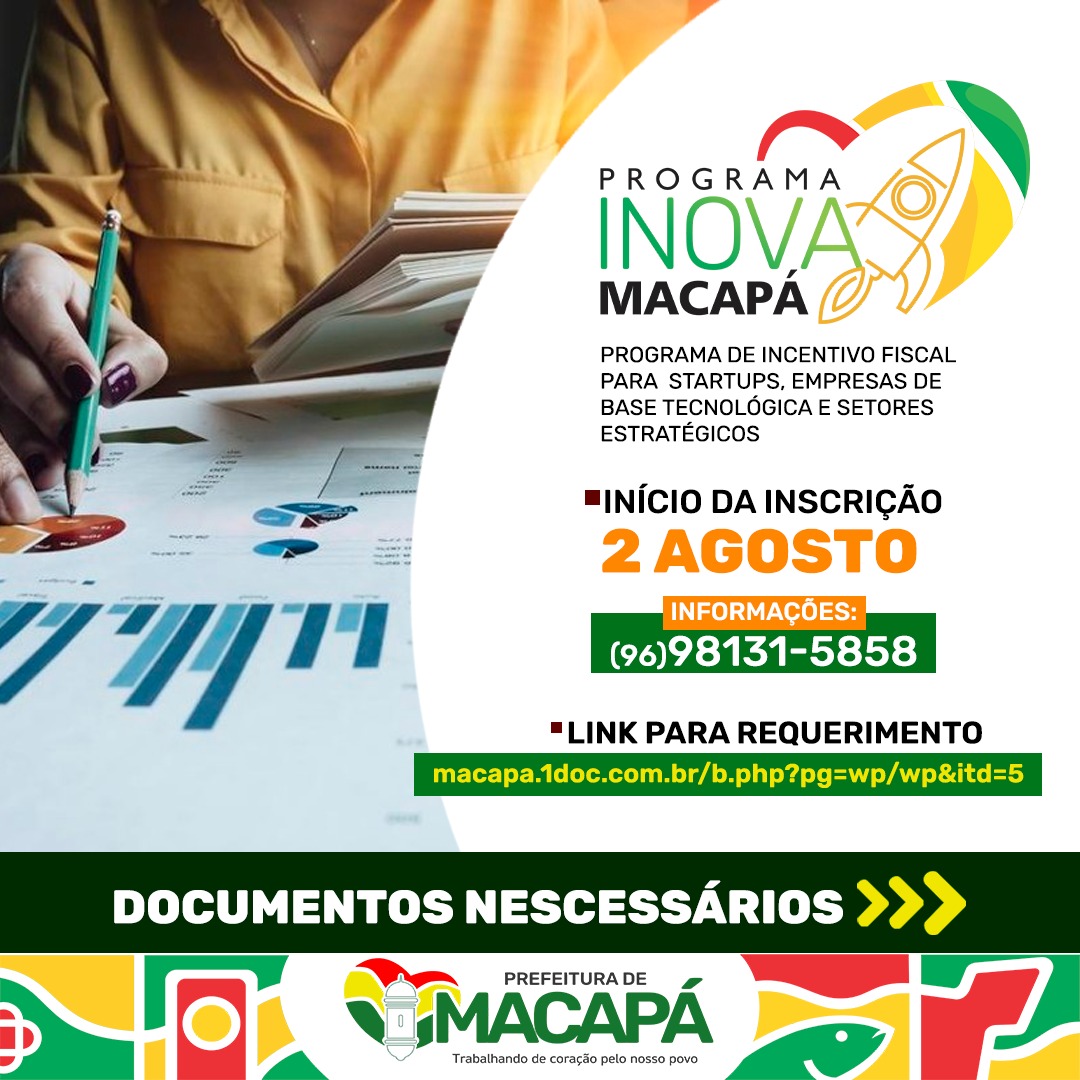 programa de incentivo fiscal para startup’s e empresas de setores tecnológicos abre cadastro nesta quarta-feira (2) – Prefeitura Municipal de Macapá