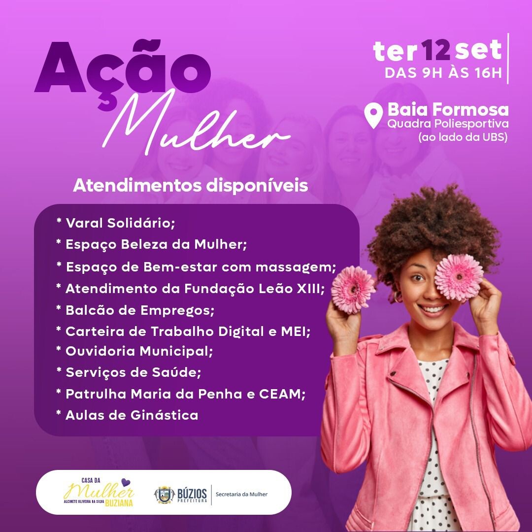 Secretaria da Mulher realizará Ação Mulher no bairro Baía Formosa