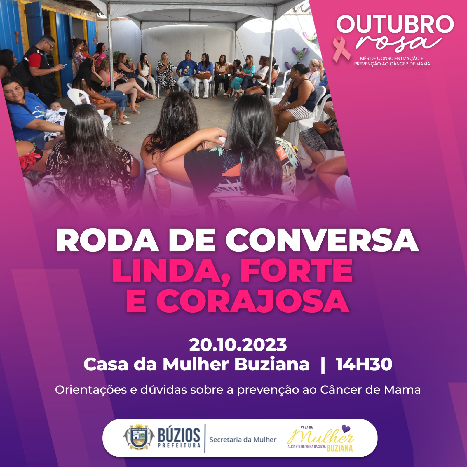 Casa da Mulher Buziana receberá a roda de conversa Linda, Forte e Corajosa